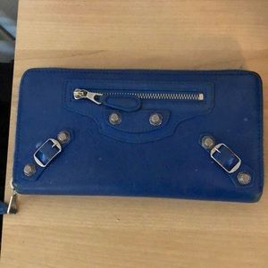 Balenciaga zip around wallet with silver hardware